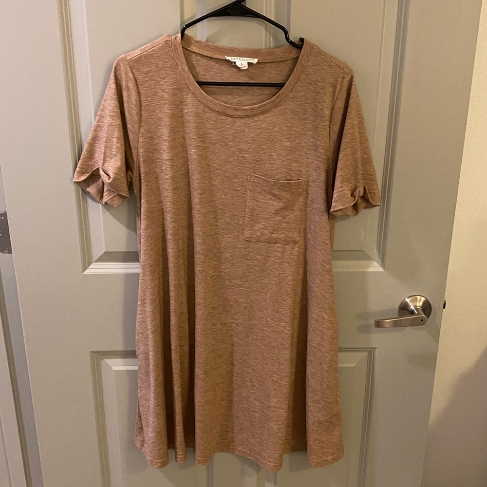 Tan T-Shirt Dress with a pockets